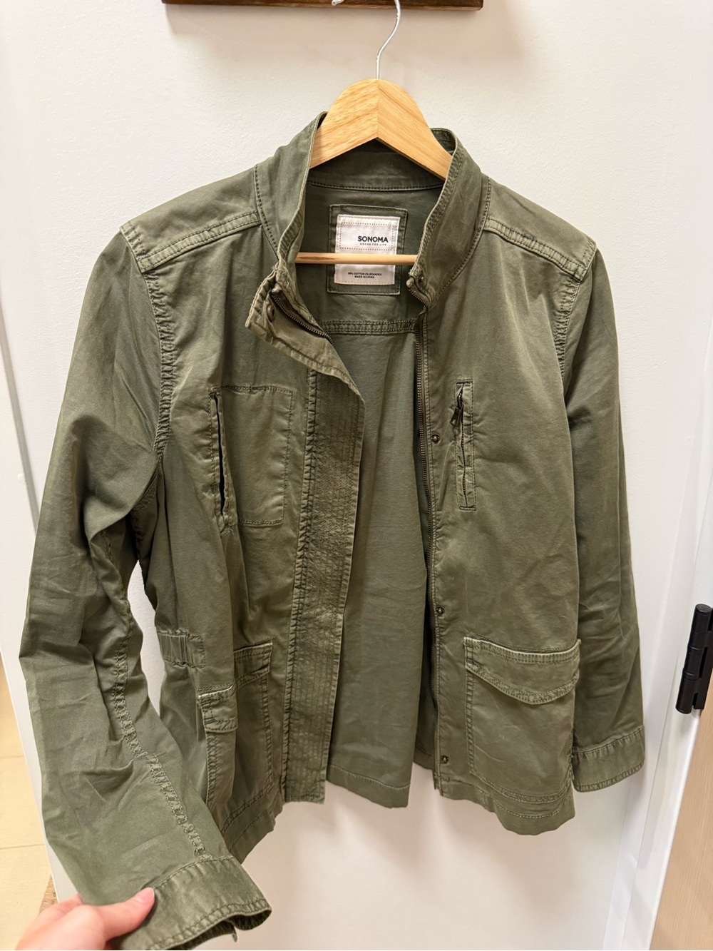 Sonoma Olive Green Utility Jacket with Patch Pockets